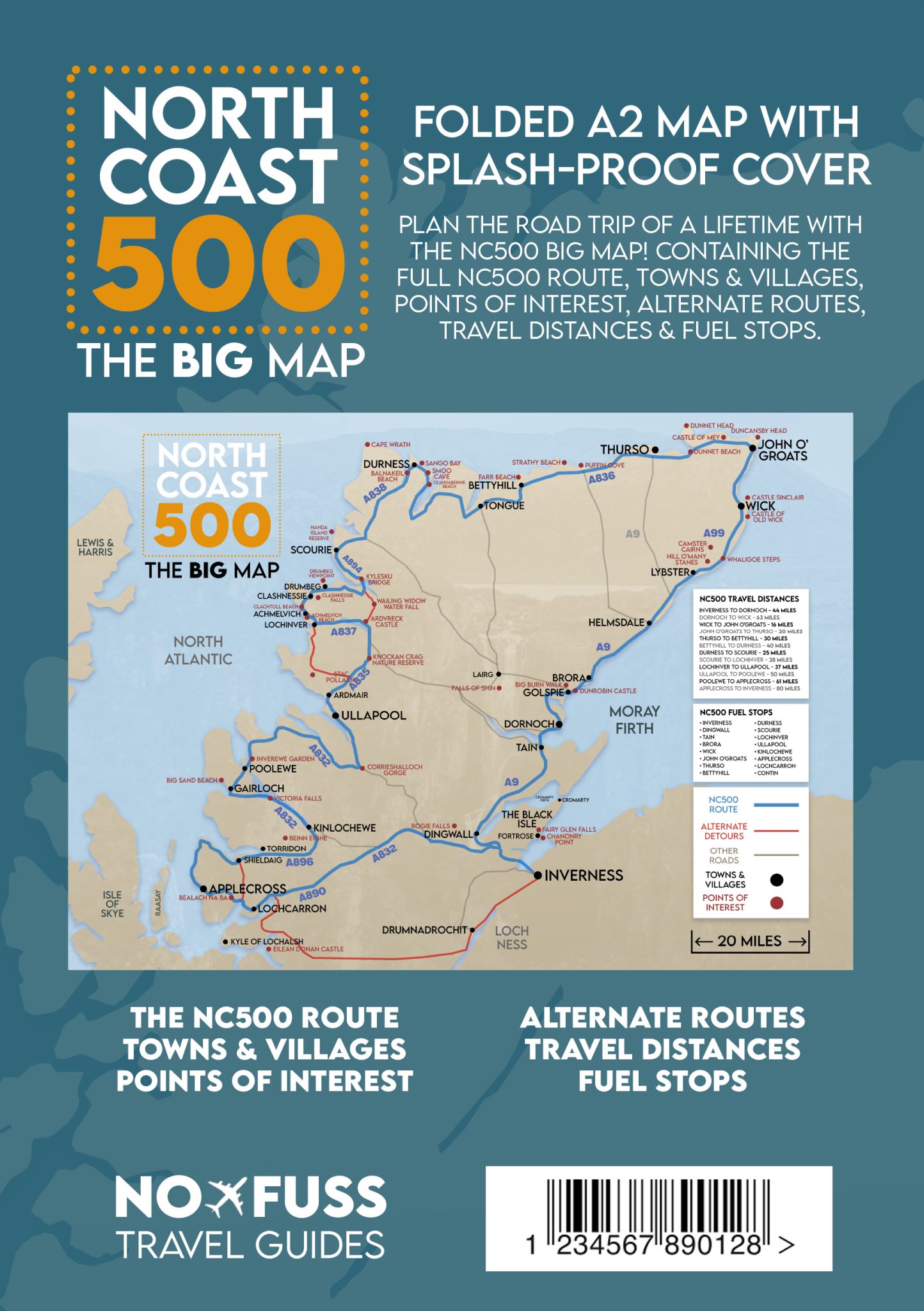 NC500 Map North Coast 500 The Big Map A2 Foldable Robbie Roams