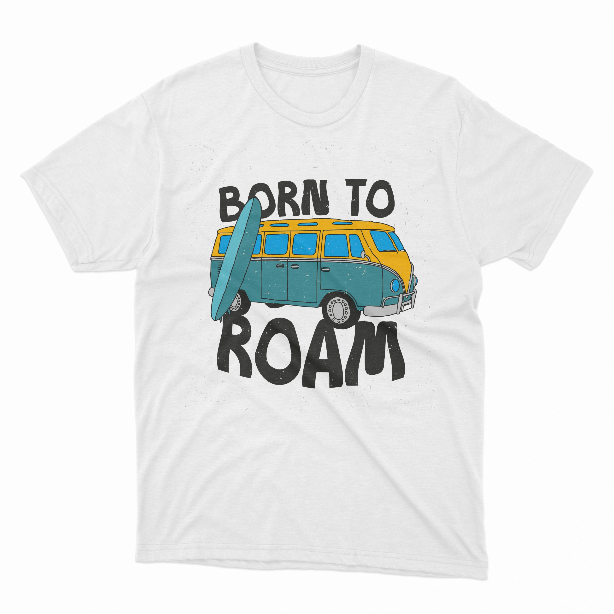 detaljeret udbytte katastrofale Born To Roam T Shirt - Camper Print - Unisex Tee Shirt - White -