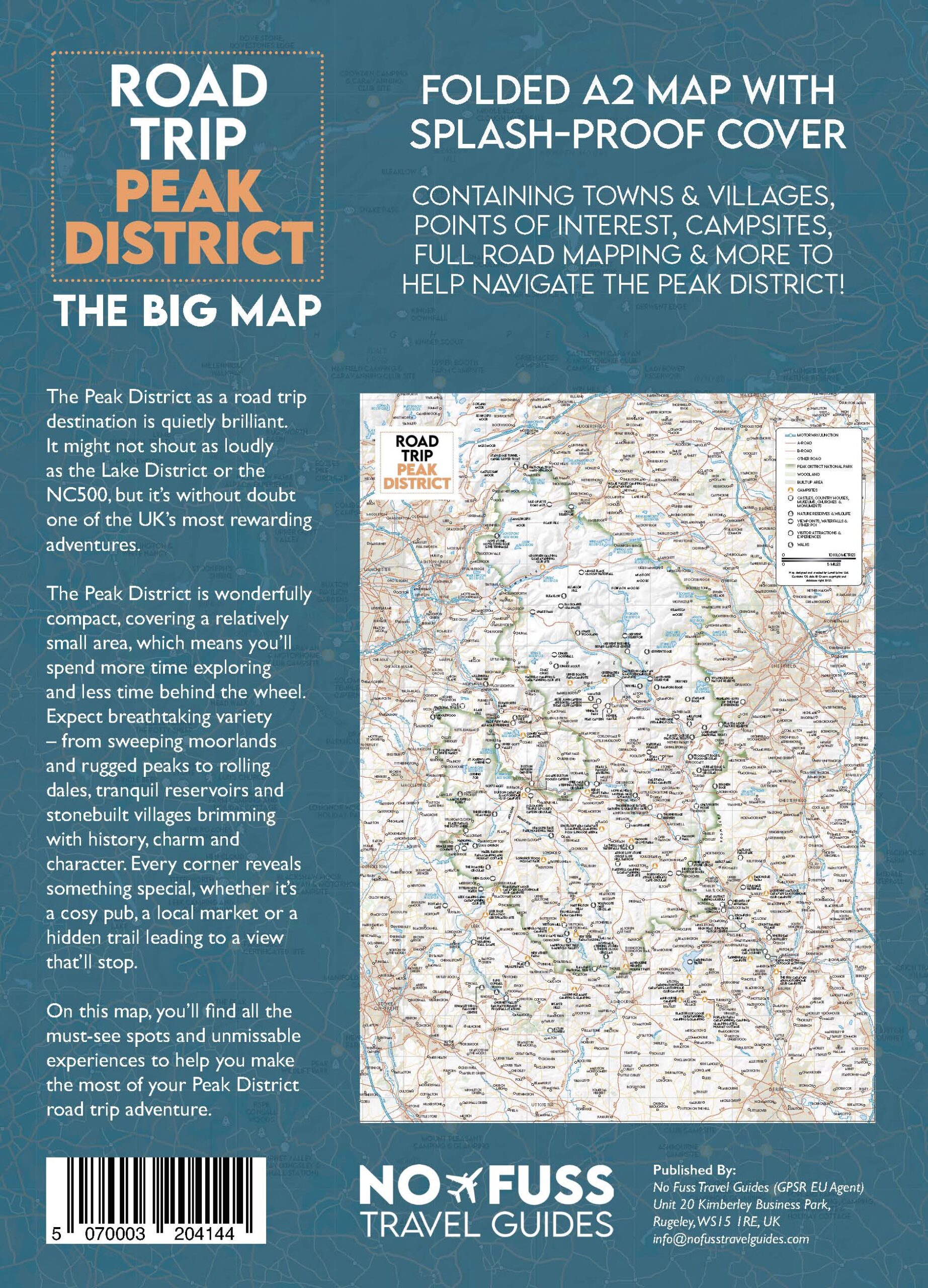 Road Trip Peak District – The Big Map – A2 Foldable Splashproof Road Map - Image 2